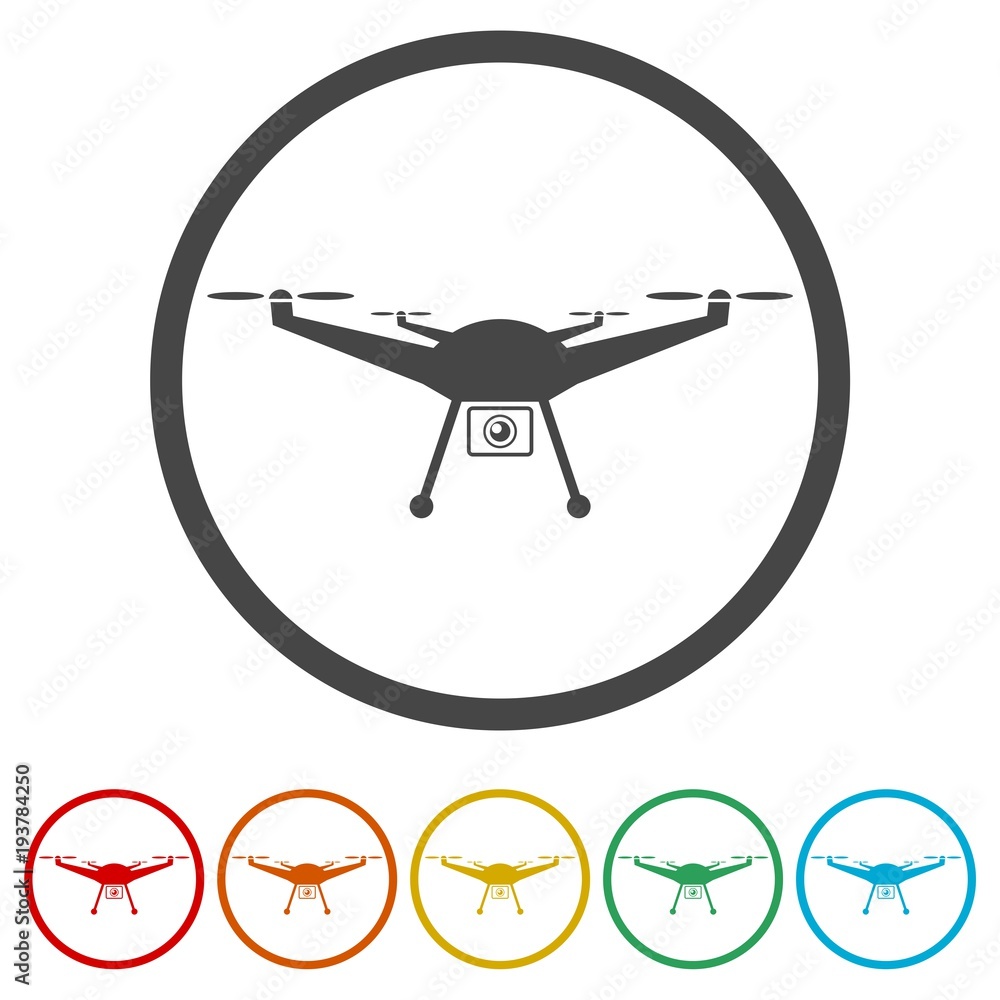 Quadrocopter Drone Icon, 6 Colors Included Quadrocopter Drone Icon, 6 Colors Included