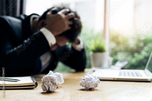 Fotografie Businessman failure project plan deadline serious emotion and depression or dead