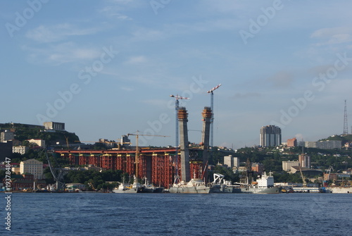 Constructing of Golden bridge in Vladivostok in process