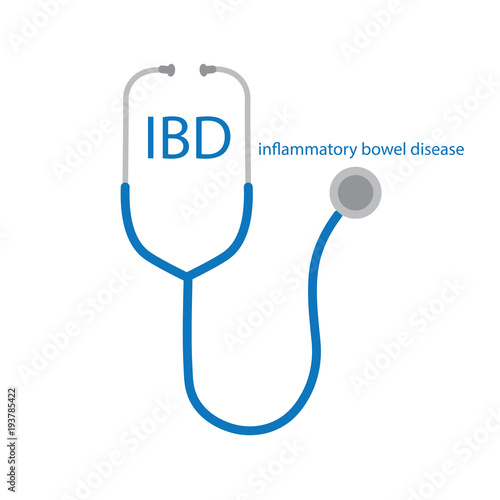 IBD Inflammatory Bowel Disease text and stethoscope icon- vector illustration