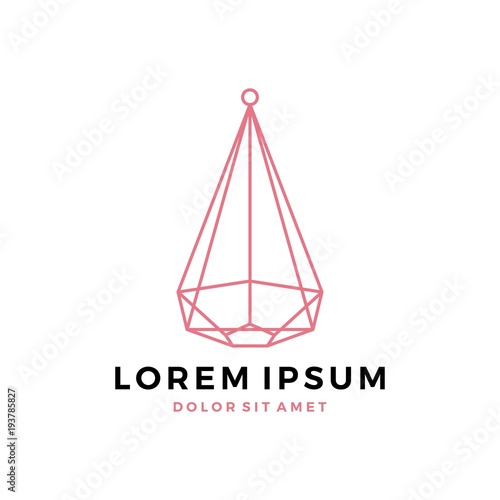 terrarium succulent logo icon cactus geometric hanging lantern glass interior flower plant vector