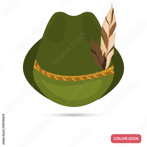Traditional hunting hat color flat icon