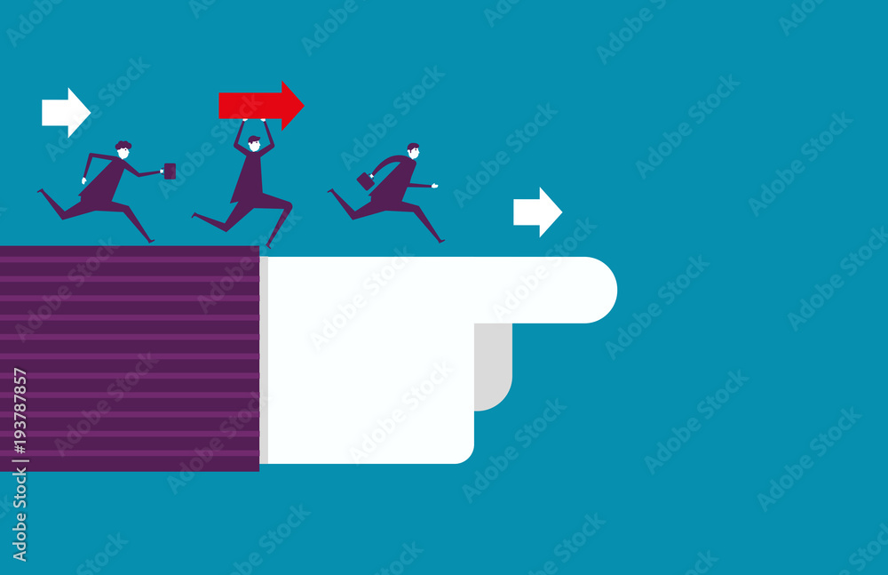Leadership pointing and teamwork to success. Vector illustration business success concept. Leadership pointing and teamwork to success. Vector illustration business success concept.