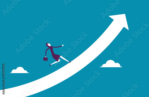 Manager running towards the goal. Vector illustration business success concept.