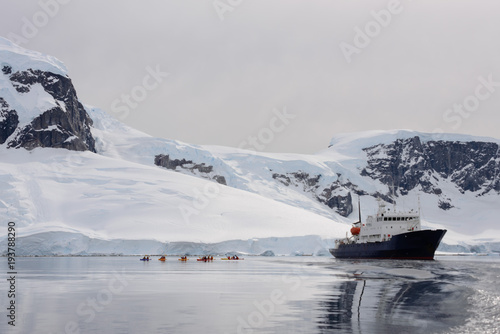 Kayaking in Antarctic sea