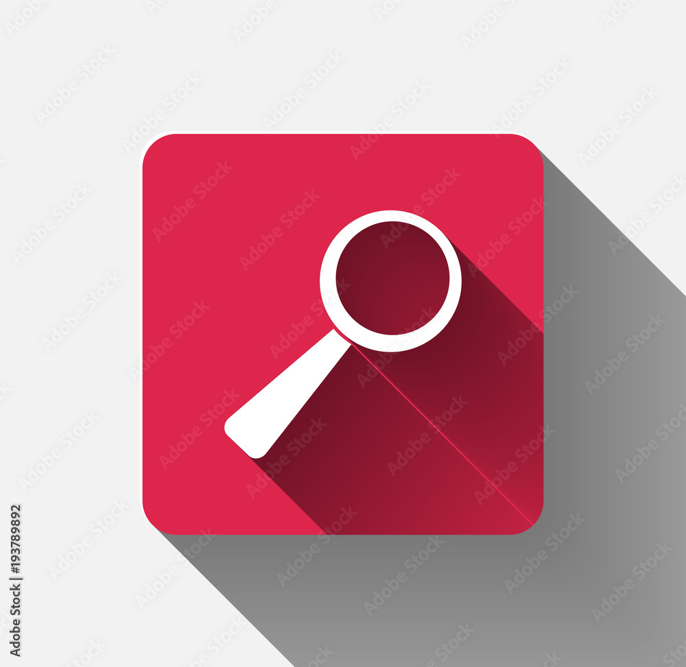 Magnifying glass black icon flat style for web on red background.vector illustration Magnifying glass black icon flat style for web on red background.vector illustration