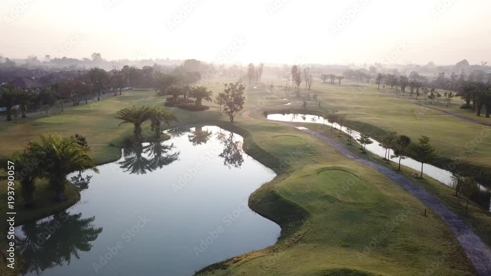 Aerial view of the green golf course in Thailand. Aerial view of the green golf course in Thailand.