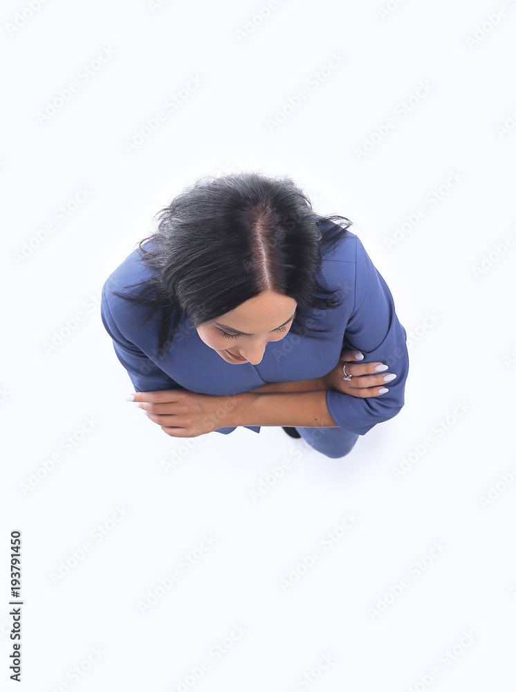Top view of business woman. Isolated over white background Top view of business woman. Isolated over white background