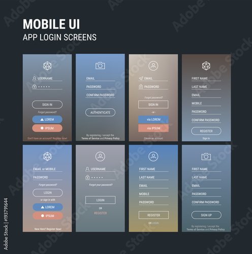 Abstract UI Sign In and Sign Up screens mockup kit