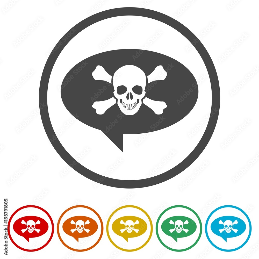 Fototapeta premium Pirate Comic balloon, Skull icon, 6 Colors Included