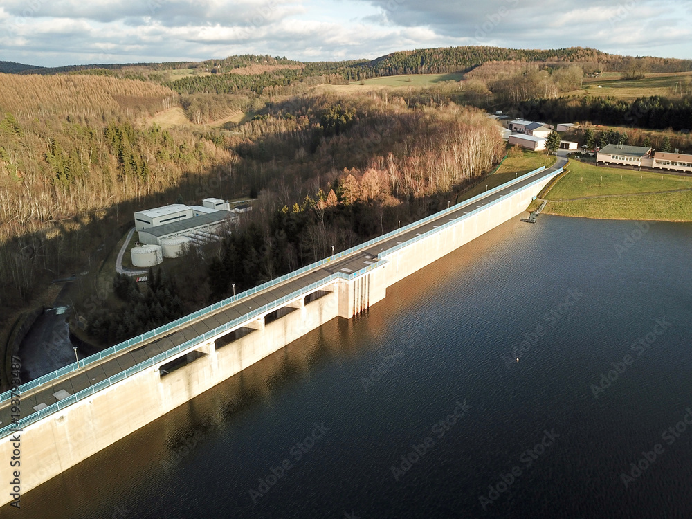 Obraz premium Talsperre Gottleuba, Staudamm, Stausee