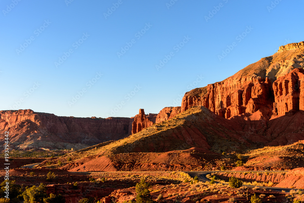 Naklejka premium Sunset at Capitol Reef National Park Geological Formations, Utah