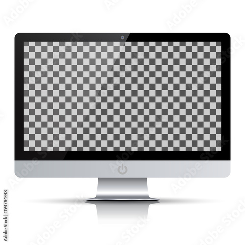 Black monitor with button - stock vector
