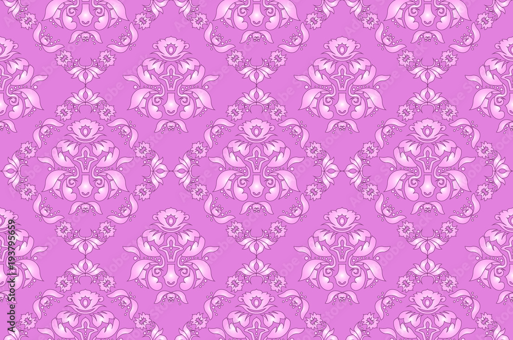 Monochrome flower pattern,seamless background.Pink Wallpaper.Retro Wallpaper.Royal wallpaper.Vector.EPS10.