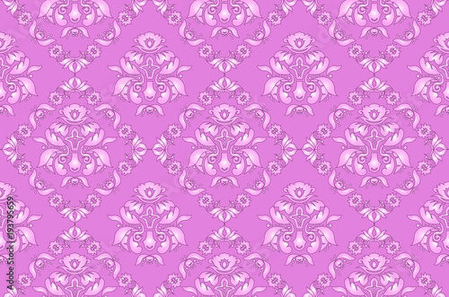 Monochrome flower pattern,seamless background.Pink Wallpaper.Retro Wallpaper.Royal wallpaper.Vector.EPS10. © evgenica