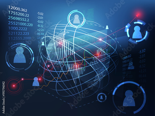 abstract technology ui futuristic world business hud interface hologram elements of digital data chart,communication, computing,circle percent vitality innovation on hi tech future design background