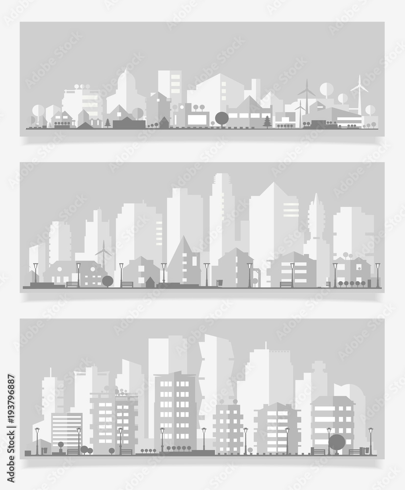 Obraz premium Vector illustration with a city in paper material style