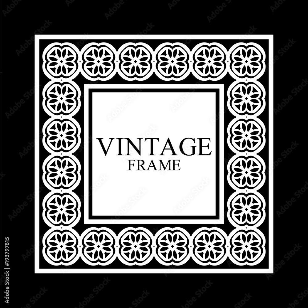 Vintage ornamental white retro frame. Template for design. Vector illustration