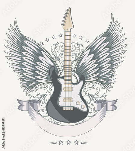 Winged guitar emblem