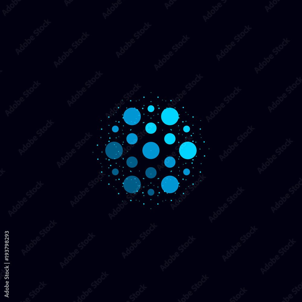 Abstract water icon, blue color unusual aqua logo. Circular vector illustration on black background. Abstract water icon, blue color unusual aqua logo. Circular vector illustration on black background.