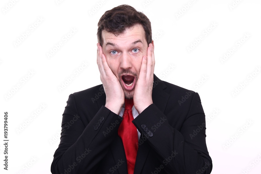 Young businessman with facial expressions Young businessman with facial expressions