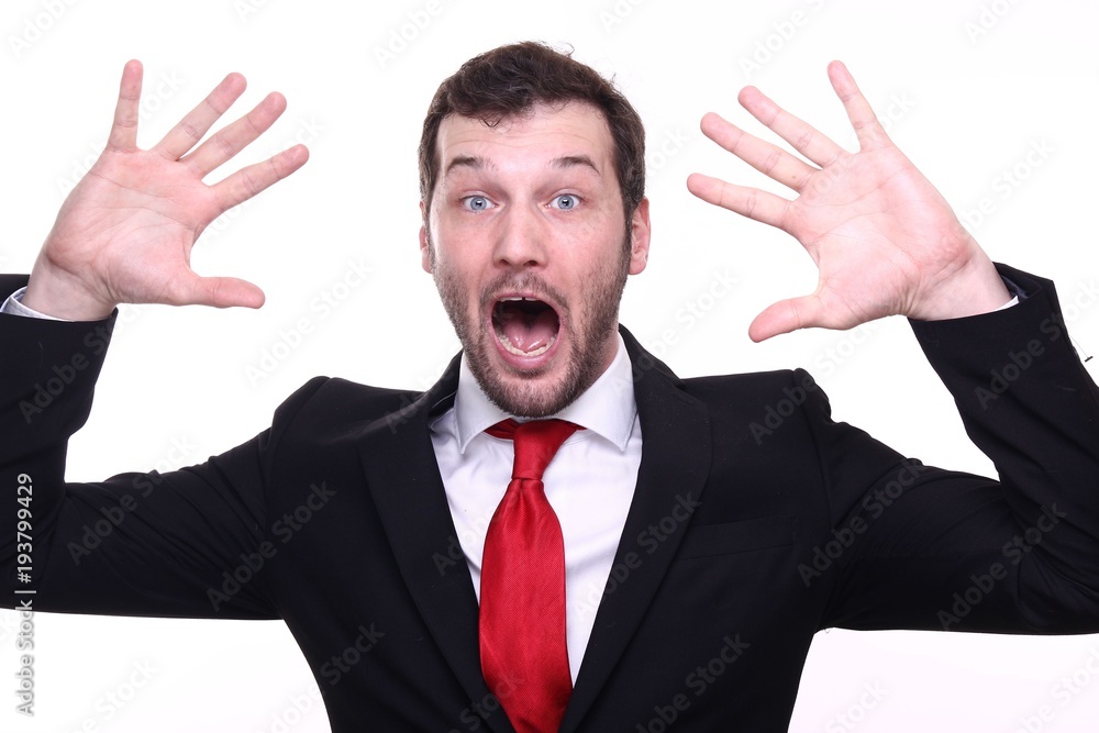 Young businessman with facial expressions Young businessman with facial expressions