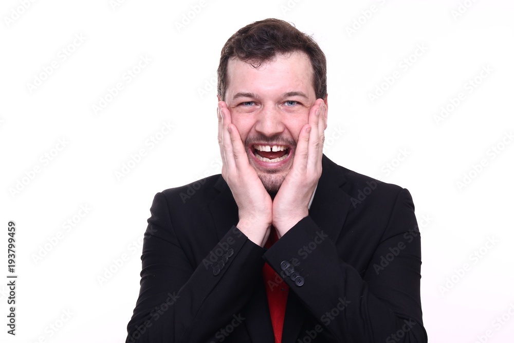 Young businessman with facial expressions Young businessman with facial expressions