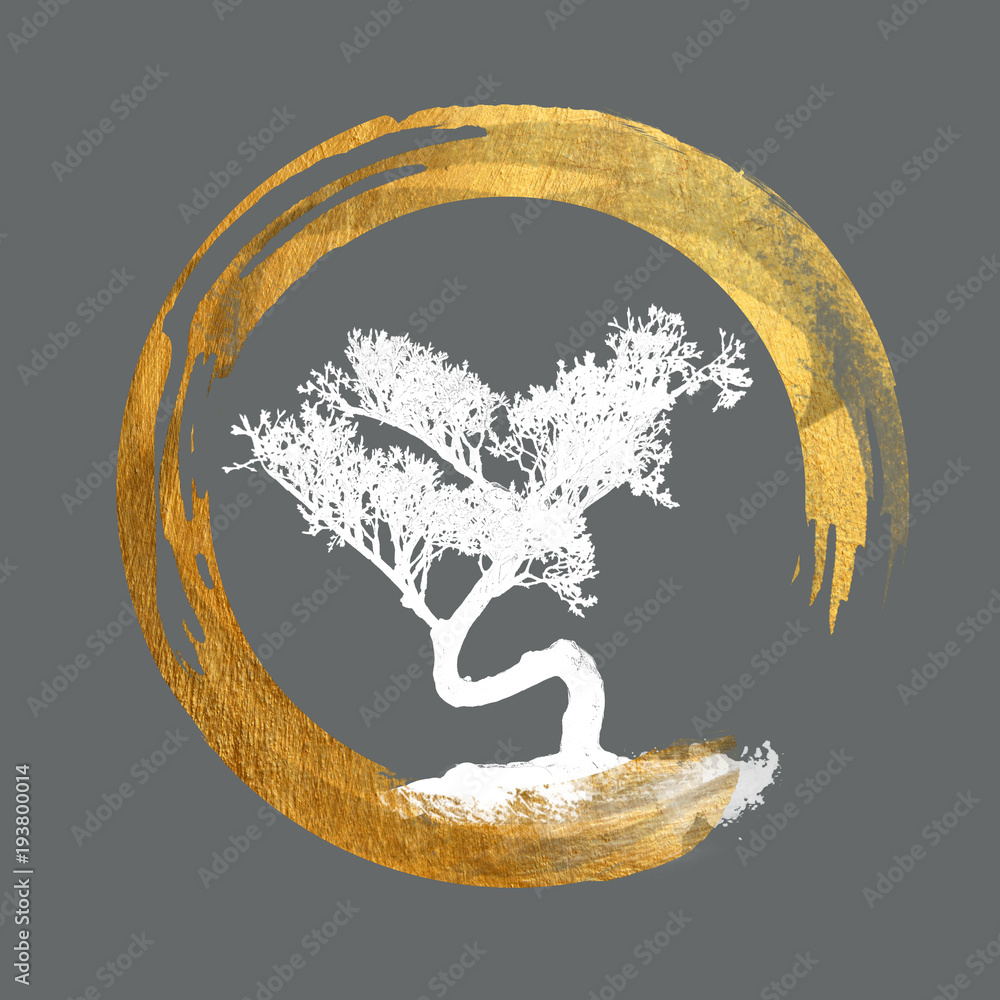 Fotografie, Obraz Bonsai Tree, Enso Circle, Feng Shui Symbol, Asian Art  Calligraphy, Japanese / Ch | Posters.cz