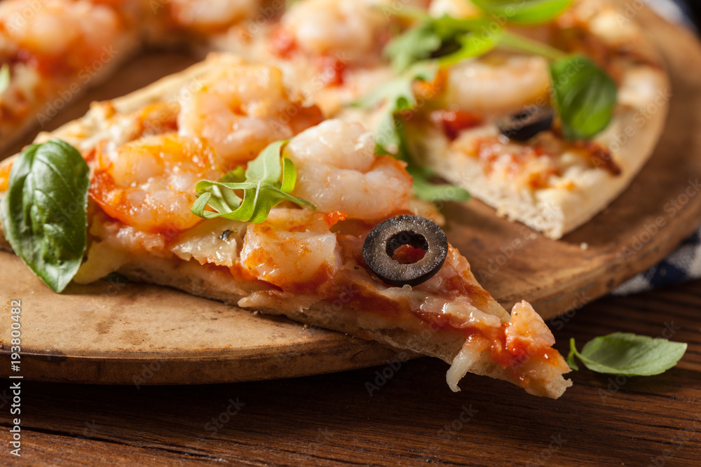 Pizza with shrimps. Pizza with shrimps.