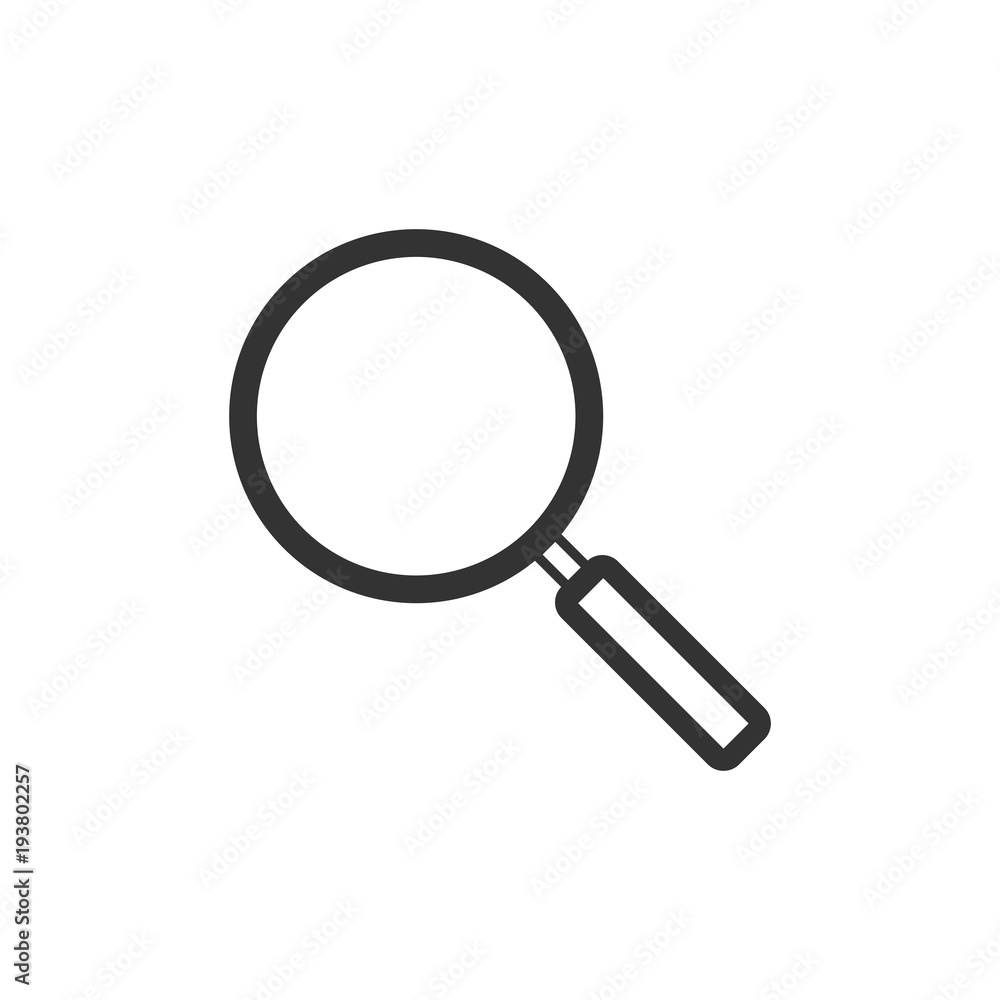 Magnifier icon. Search icon, sign. Vector Illustration on the white background. Magnifier icon. Search icon, sign. Vector Illustration on the white background.
