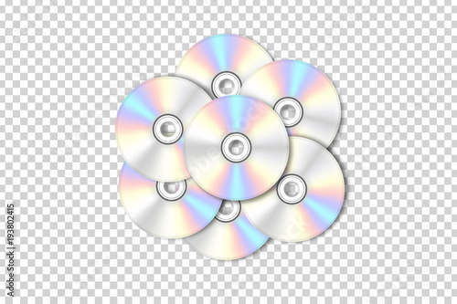 Vector realistic isolated pile of disk for decoration and covering on the transparent background.