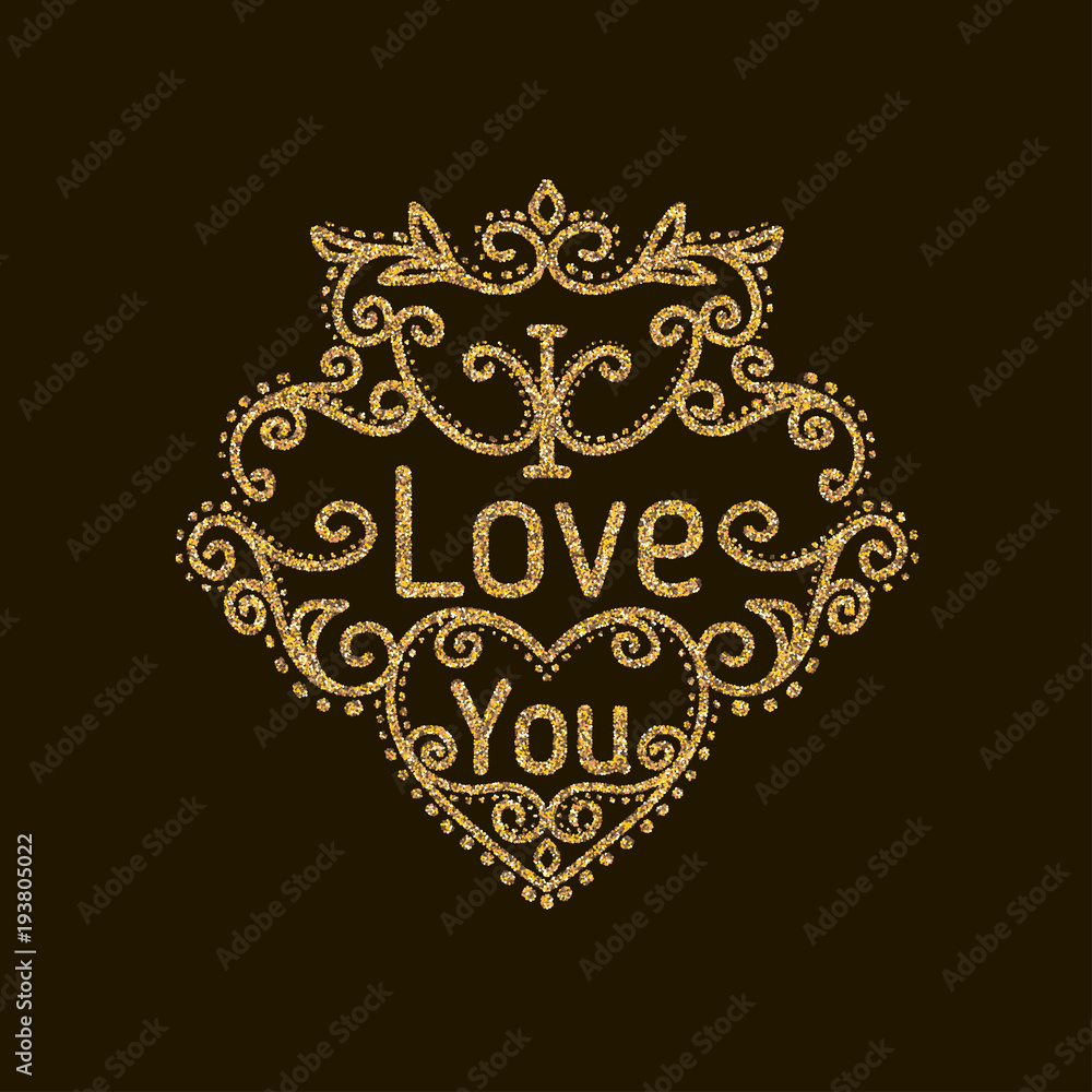 Love golden inscription, valentine