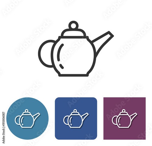 Brewing teapot line icon in different variants