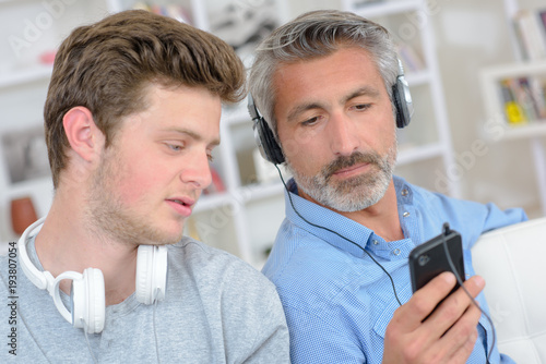 men with headphone