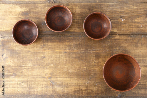 Ceramic ware on a wooden surface