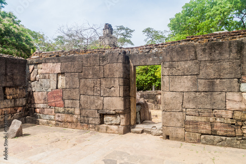 Walls of Hatadage, ancient relic shrine in the city Polonnaruwa, Sri Lanka photo