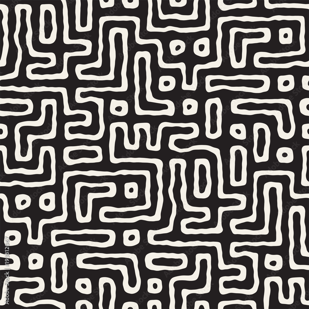 Seamless pattern with maze lines. Monochrome abstract background. Vector hand drawn labyrinth. Seamless pattern with maze lines. Monochrome abstract background. Vector hand drawn labyrinth.