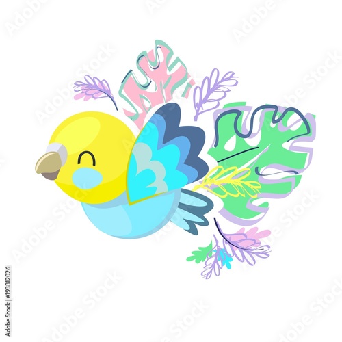 Cute Bird Vector Illustration.