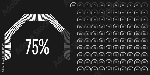 Set of circular sector percentage diagrams from 0 to 100 ready-to-use for web design, user interface (UI) or infographic - indicator with white