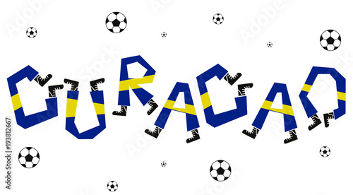 Football World Flag on Funny Alphabet Set :  Vector Illustration