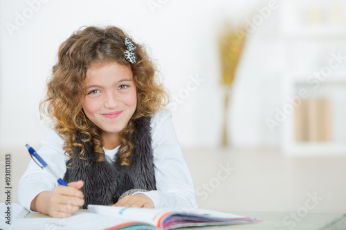 girl doing her homework