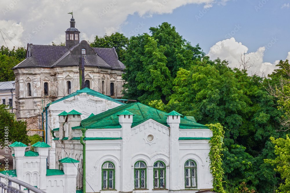 Kiev Pechersk Lavra monastery houses, Ukraine, cityscape architectural view