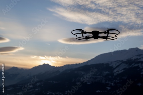 Drone flying over Crans-Montana