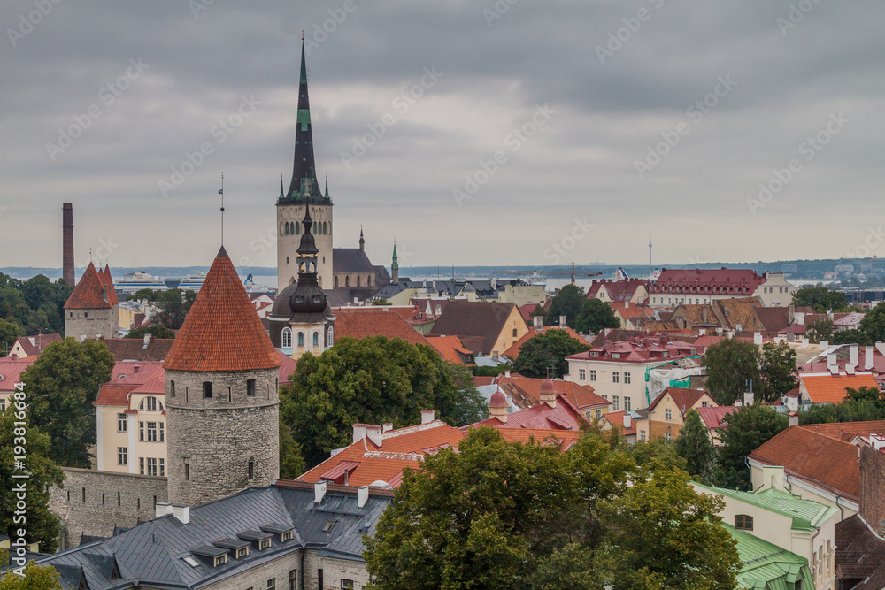Aerial view of Tallinn Old Town, Estonia