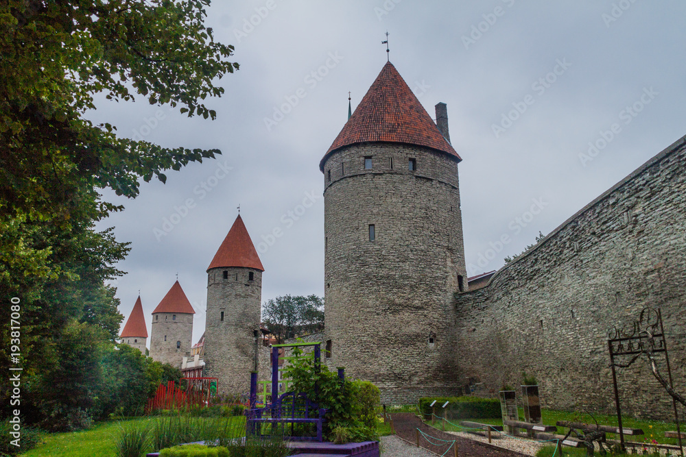 Fortification walls of the Old Town in Tallinn, Estonia