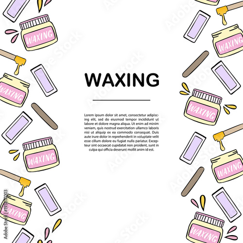Banner template with waxing and hair removal illustration.