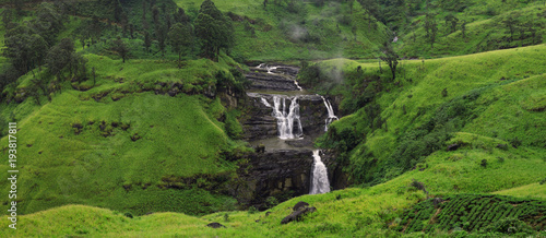 St Clair's Falls. Widest waterfalls in Nuwara Eliya, Sri Lanka. inspirational summer landscape. 