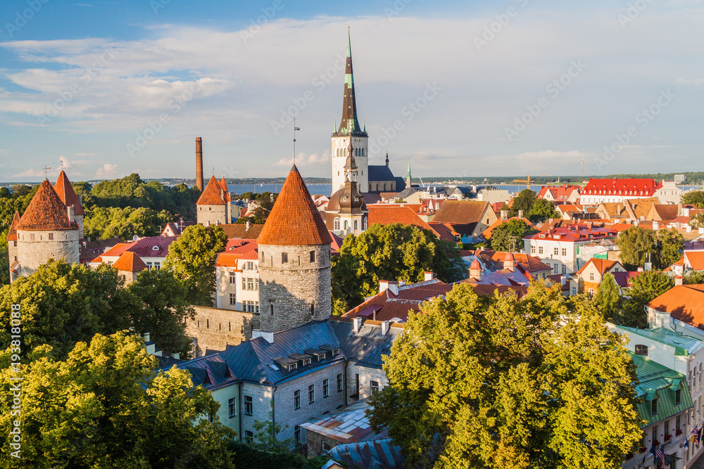 Skyline of the Old Town in Tallinn, Estonia