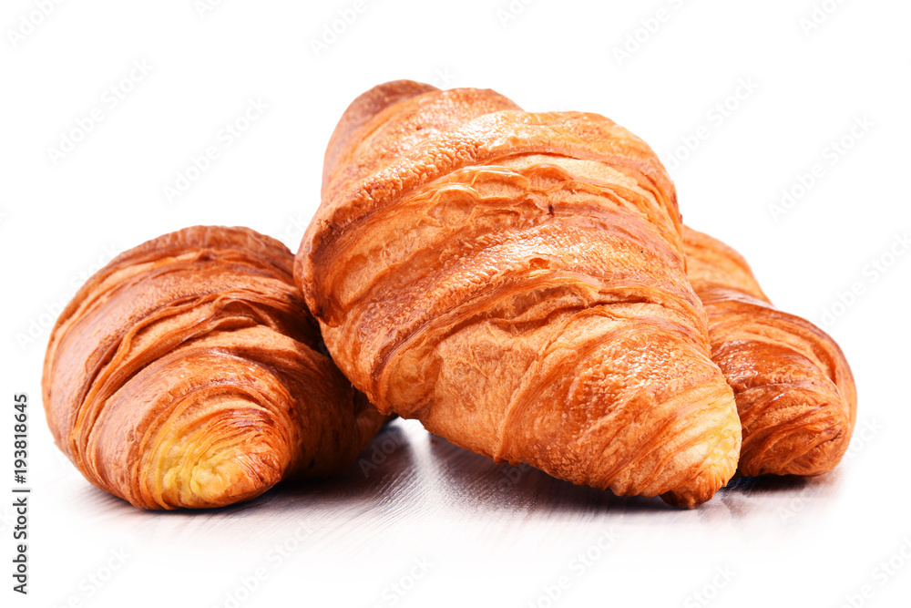 Composition with croissants isolated on white Composition with croissants isolated on white