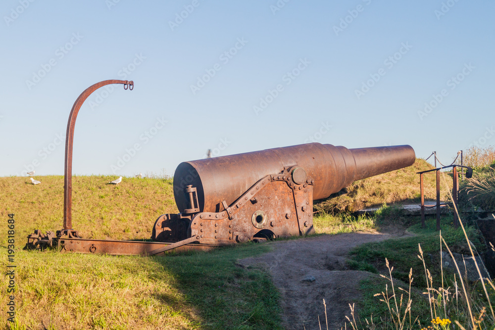 Cannon at Suomenlinna (Sveaborg), sea fortress island in Helsinki, Finland